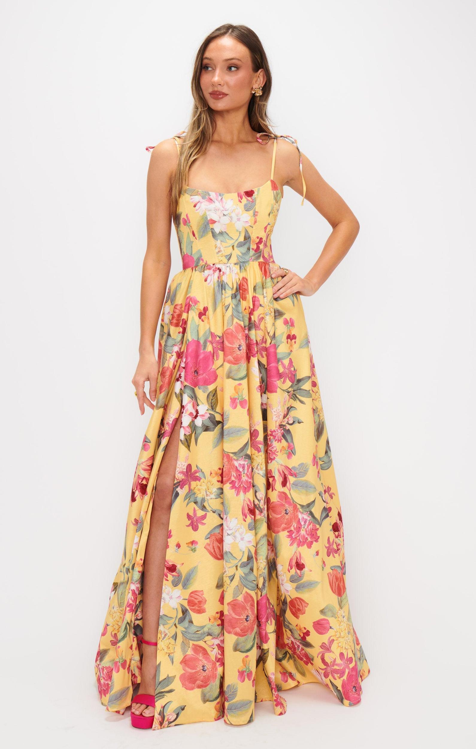 Juliet Maxi Dress ~ Mimosa Floral Taffeta Product Image