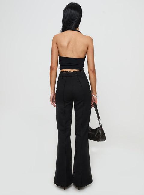 Stellina Slim Fit Flared Pants Black Product Image