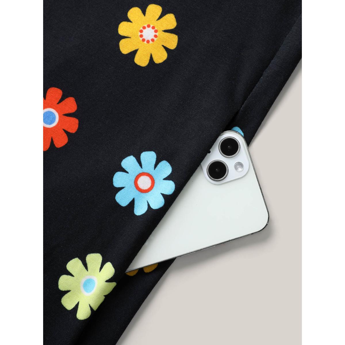 Plus Size Black Colorful Polka Dots Straight-Leg Jumpsuit Women Sleeveless Round Neck Everyday-Casual Loose Jumpsuits BloomChic 12/L Product Image