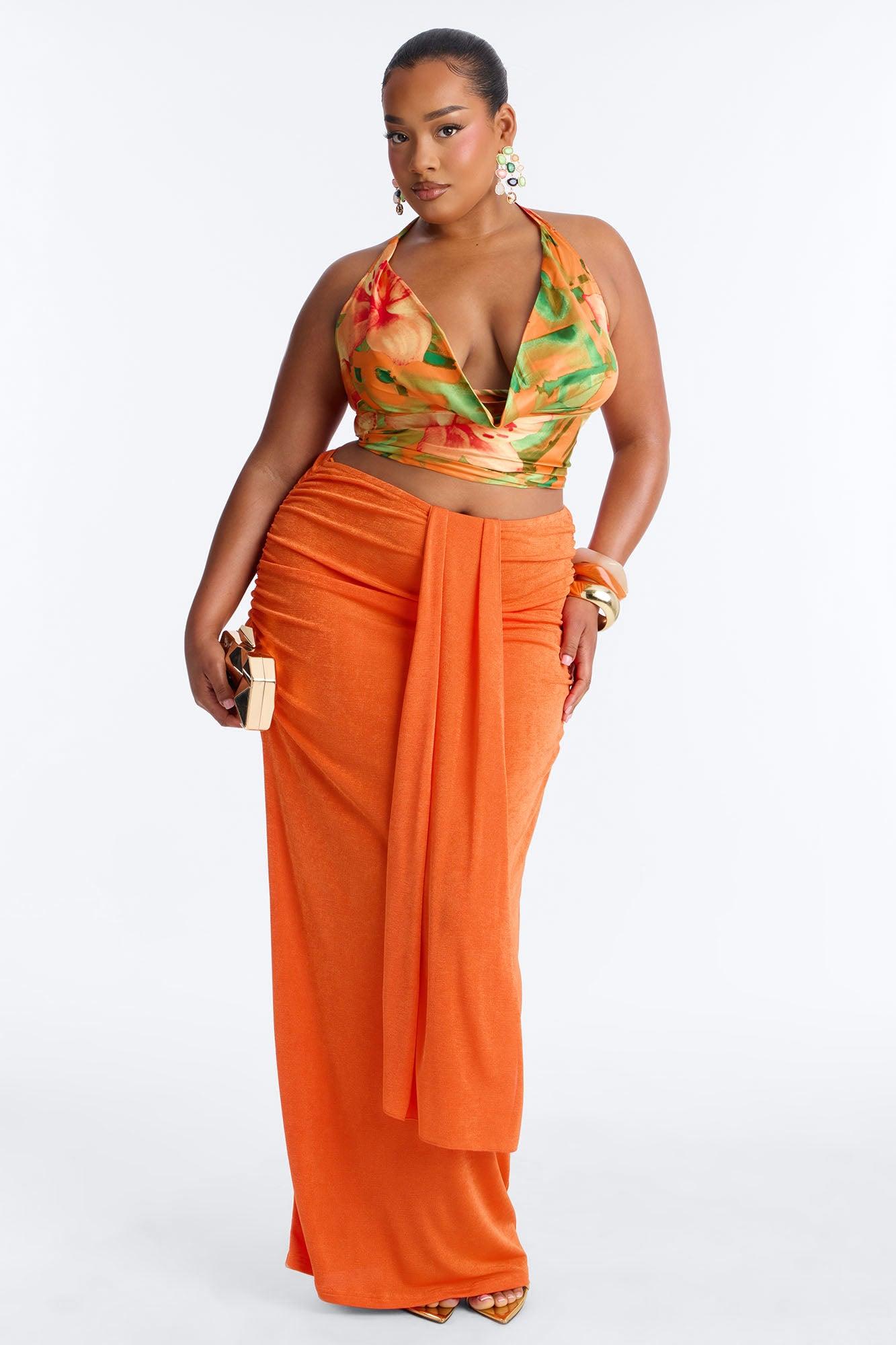 Let's Getaway Slinky Knit Maxi - Orange Female Product Image