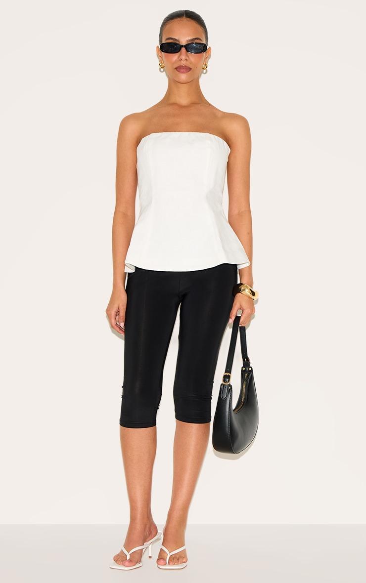  Petite White Bandeau Peplum Structured Long Top Product Image