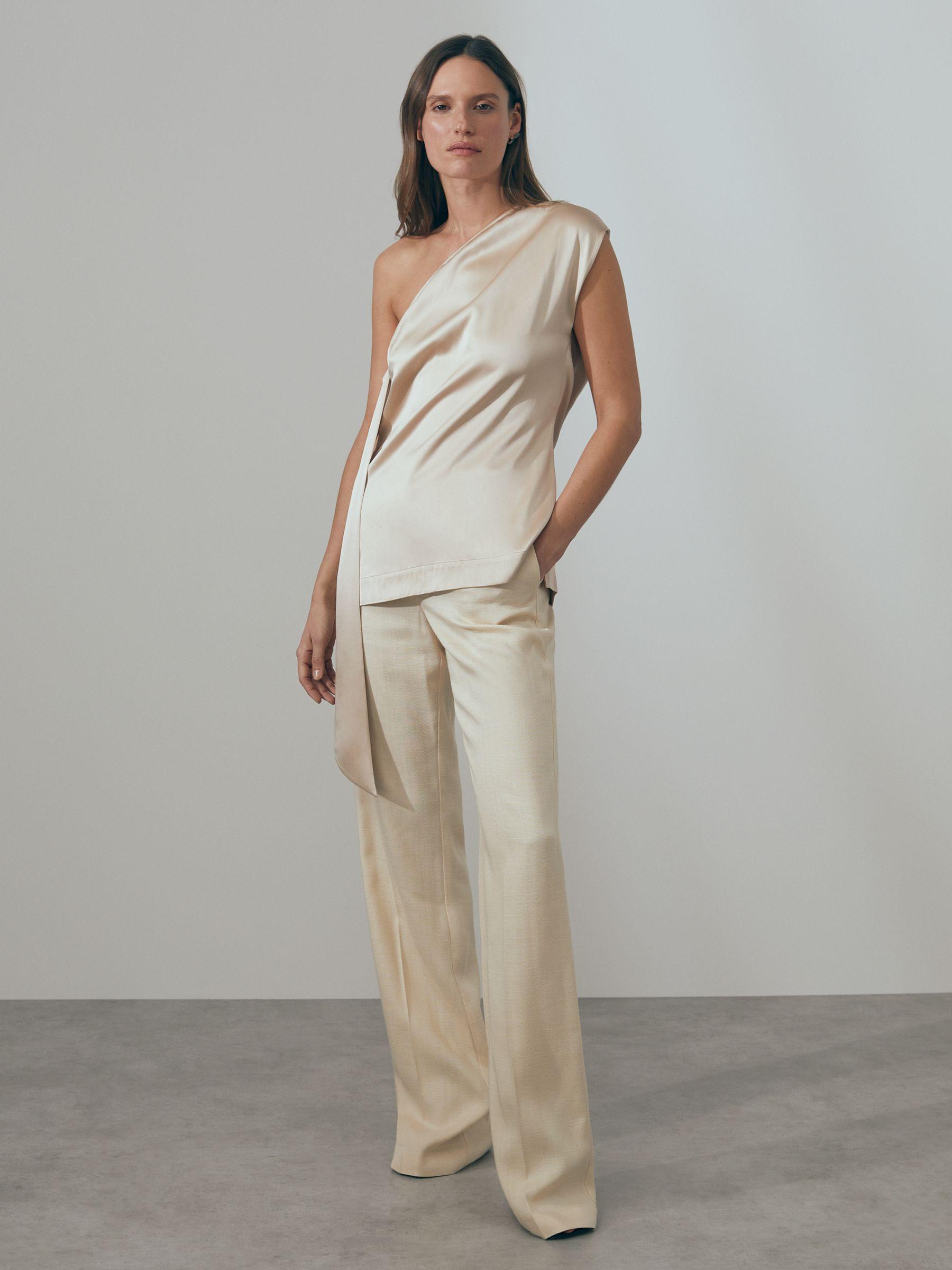 Atelier One-Shoulder Drape Back Top in Blush Product Image