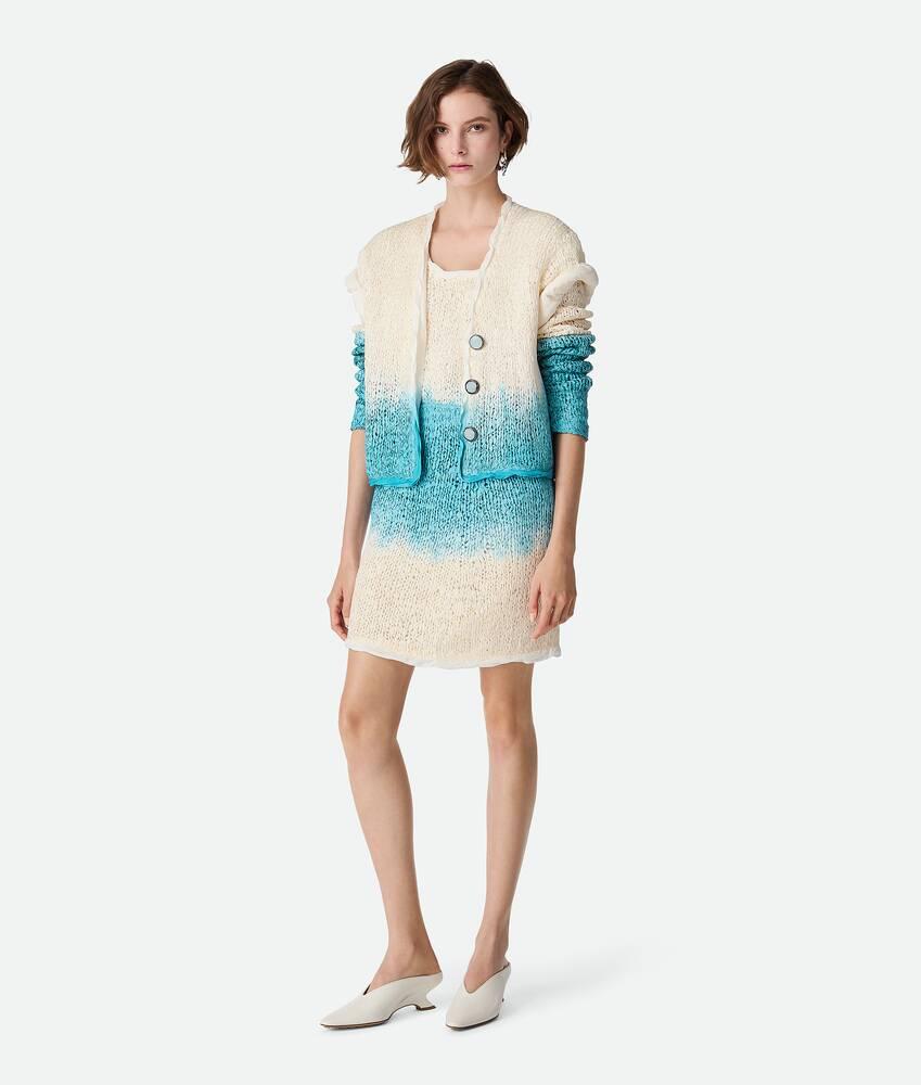 Women's Wool And Silk Overdyed Cardigan in Chalk/skyline Product Image