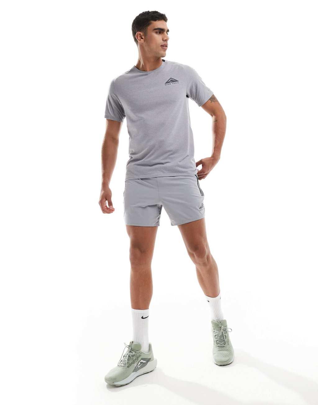 Nike Running Trail logo 5 inch shorts in gray Product Image