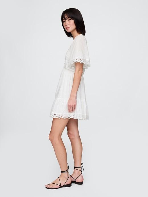 Flutter-Sleeve Eyelet Mini Dress Product Image