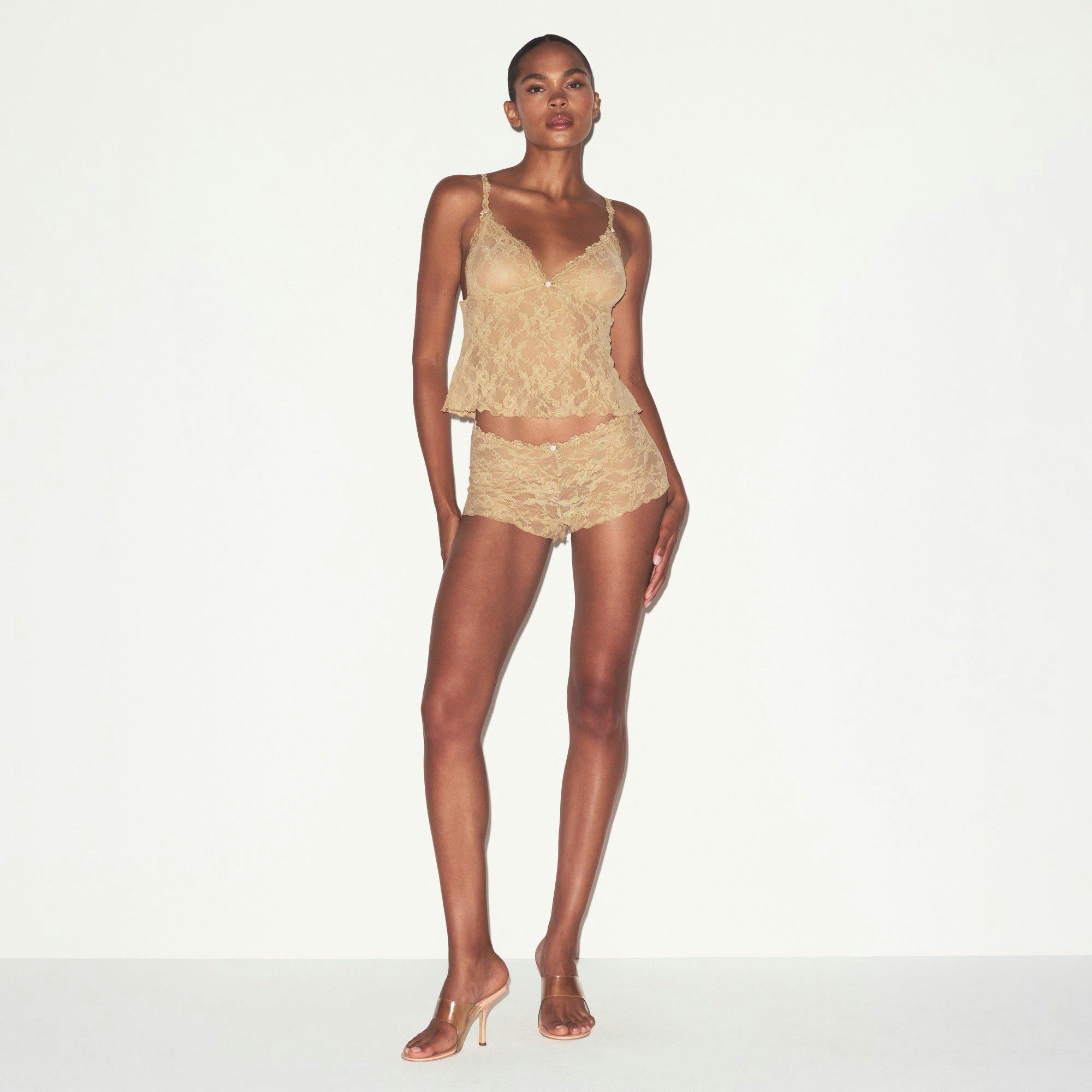 STRETCH LACE TRIANGLE CAMI AND SHORT SET | DELTA Product Image
