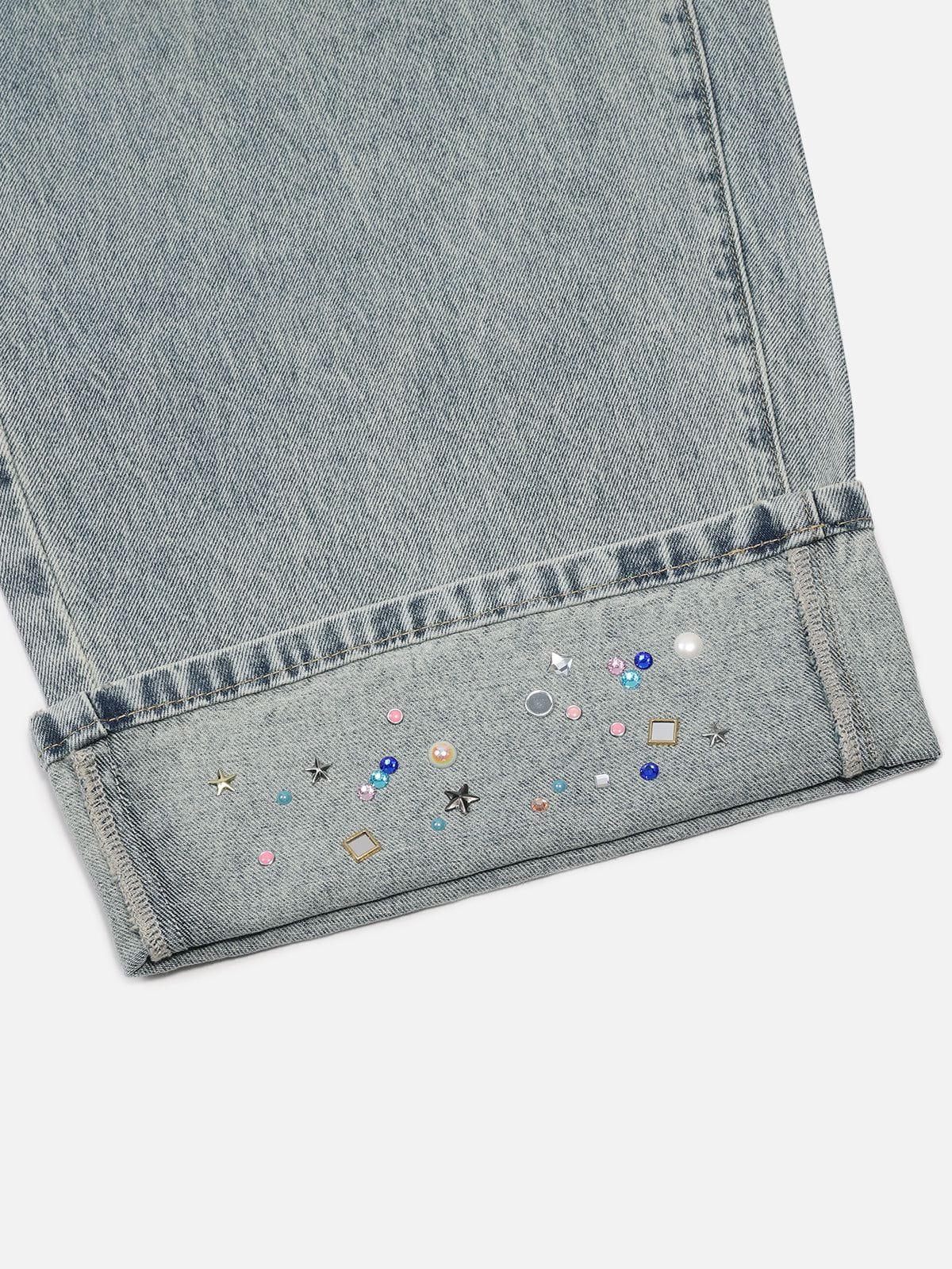 Aelfric Eden Rhinestone Cuffed Jeans Product Image