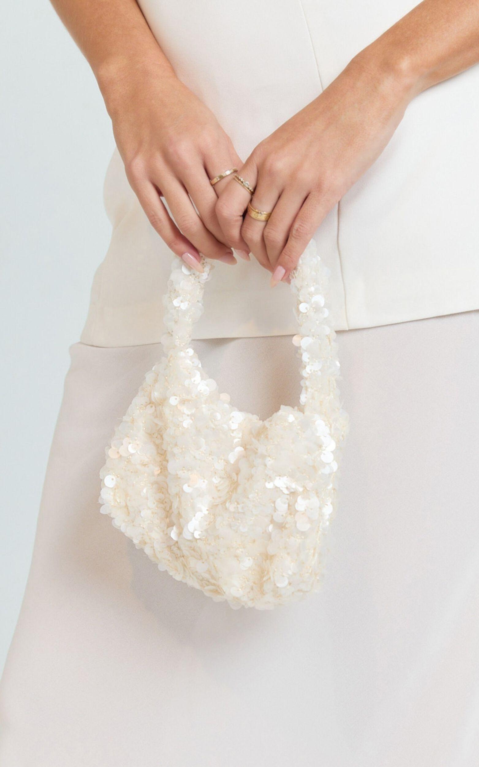 Belize Bag - Mini Sequin Bag in White Product Image