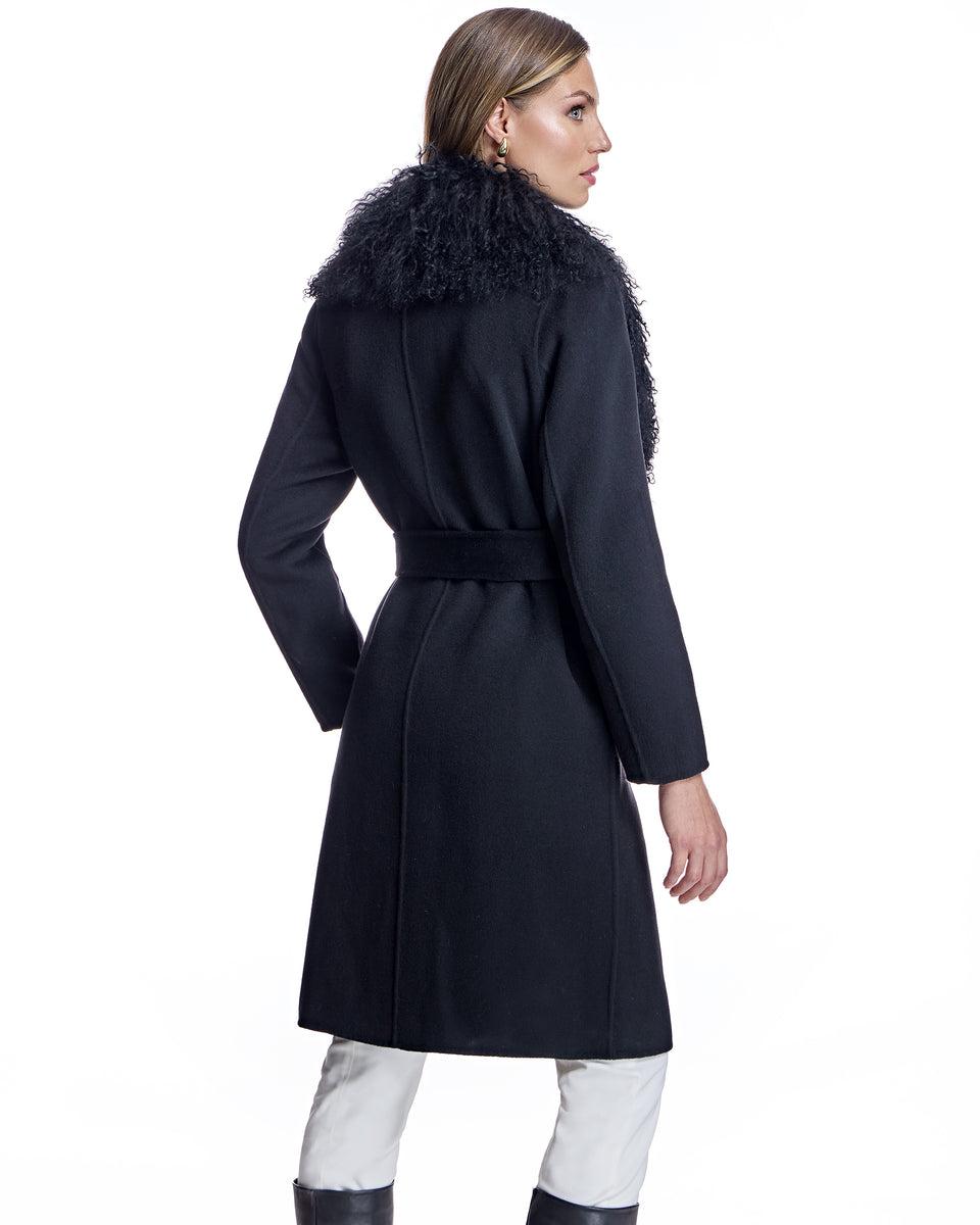 Julia & Stella by Maximilian Wool Wrap Coat With Lamb Collar-Maximilian Product Image