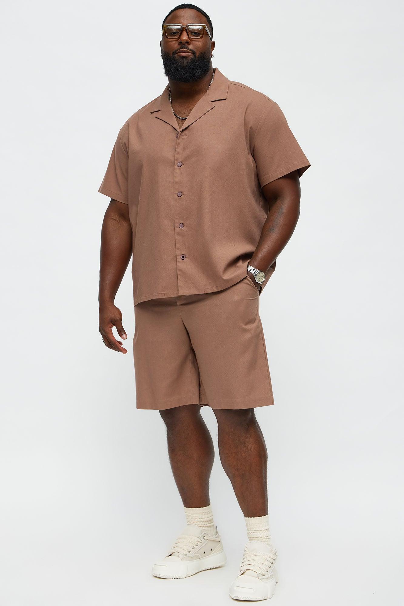 Chai Linen Like Relaxed Shorts - Brown Male Product Image