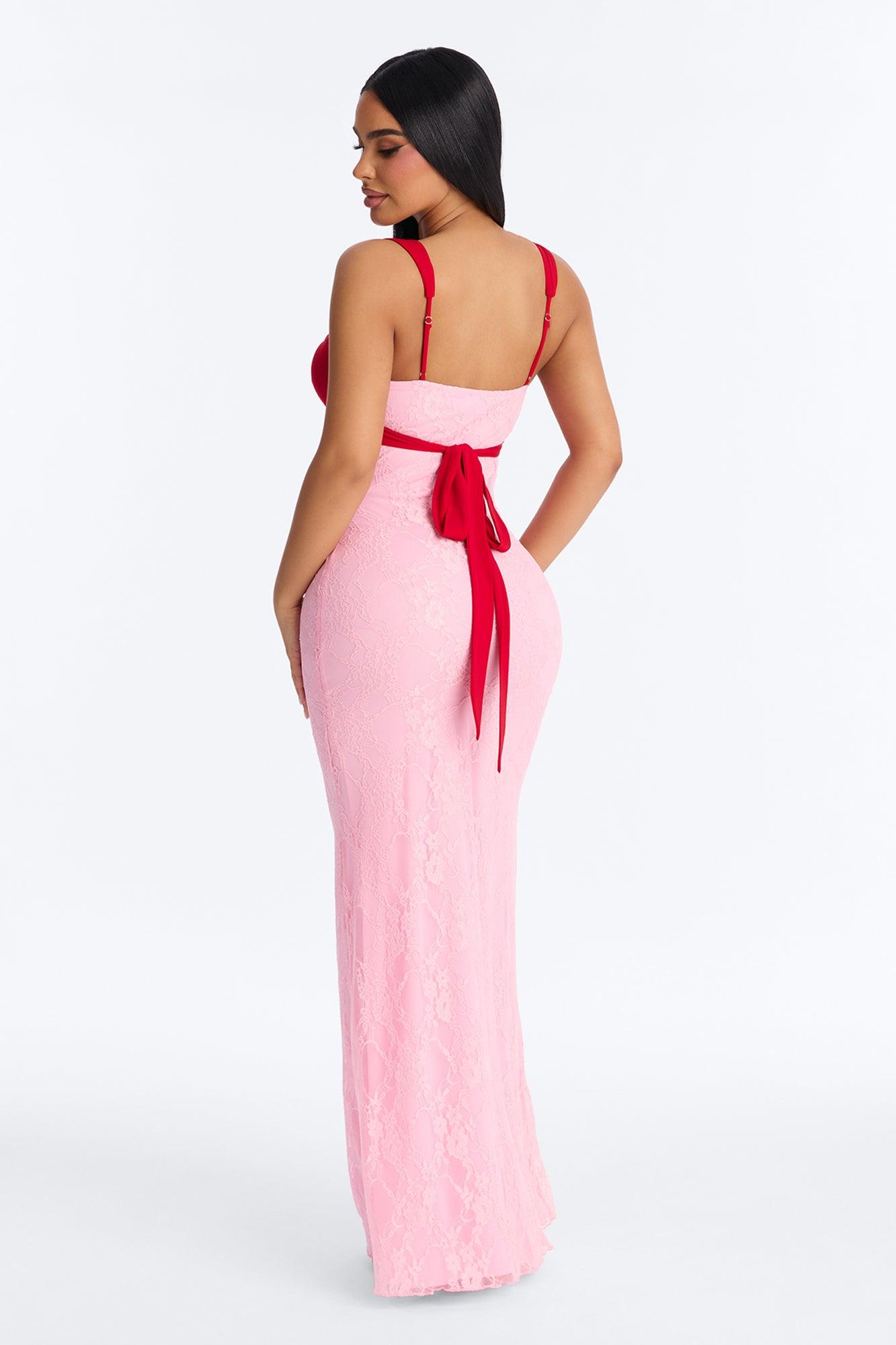 Delphine Lace Maxi Dress - Pink/combo Female Product Image