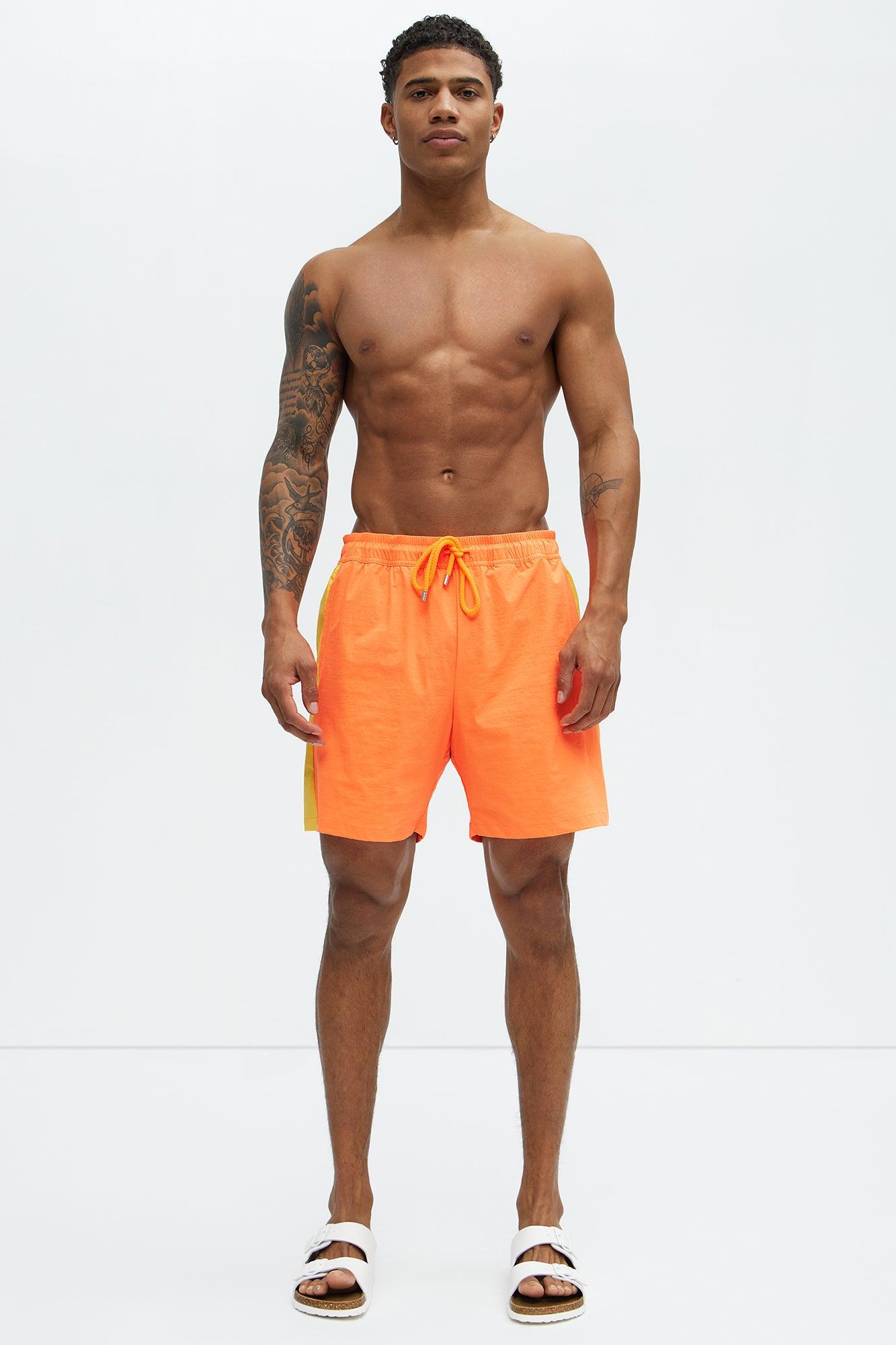 Contrast On The Side Swim Classic Trunk - Orange/combo Product Image