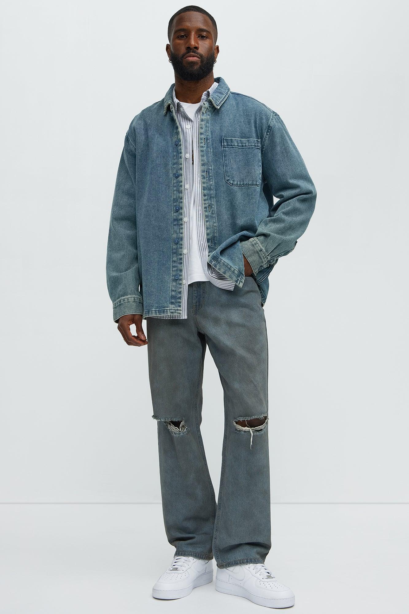 Roll Out Ripped Straight Jeans - Light Blue Wash Product Image