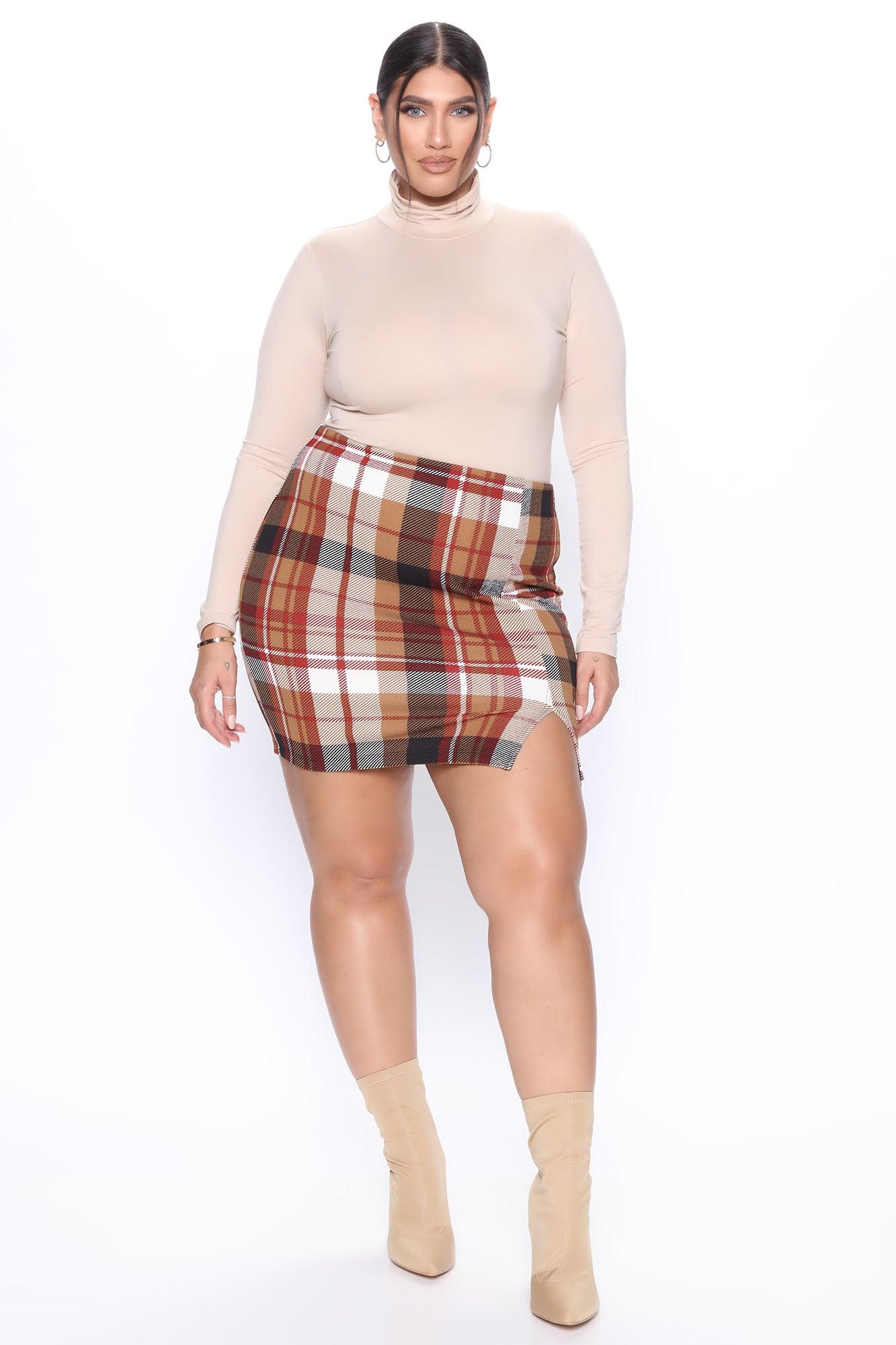 Jahia Plaid Mini Skirt - Brown/combo Product Image