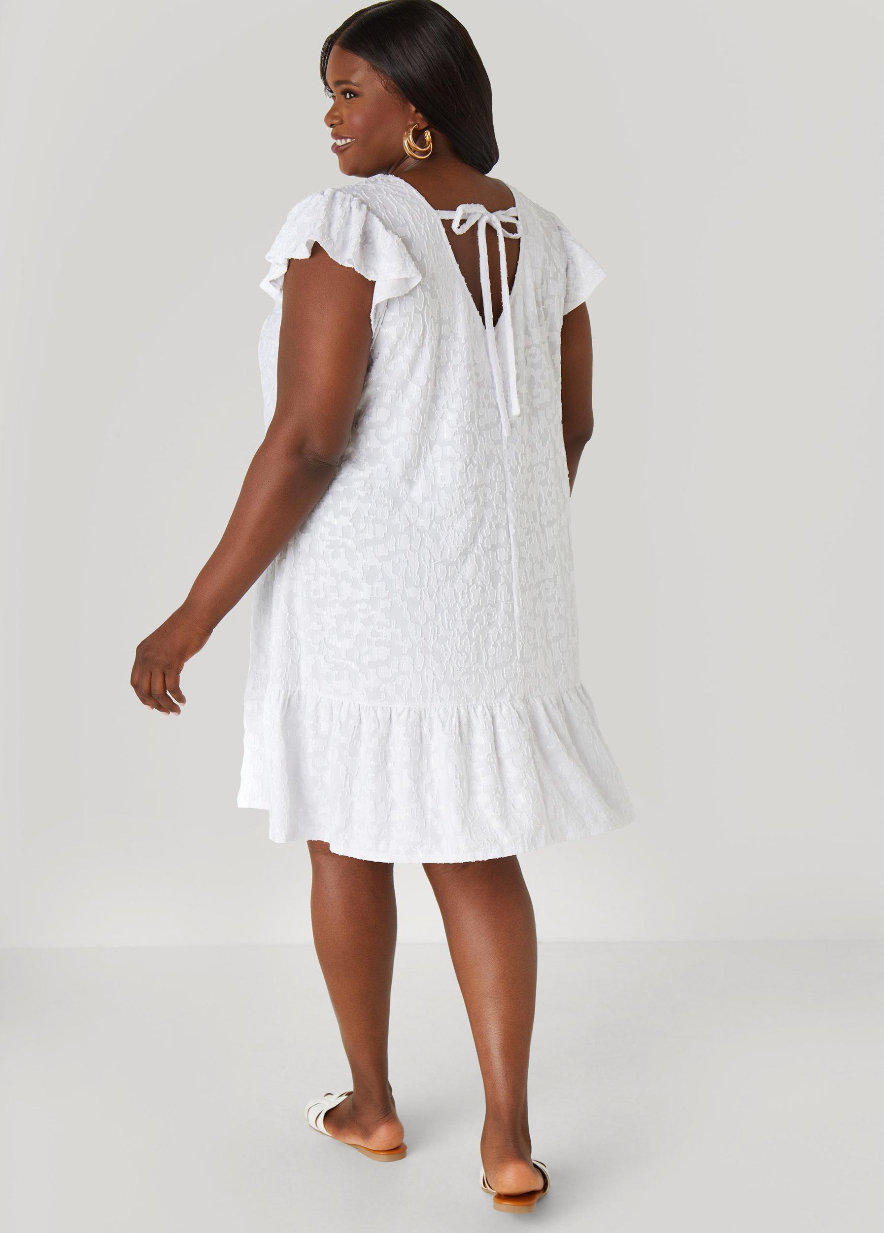 Plus Size Flounced Burnout Dress Ashley Stewart Product Image