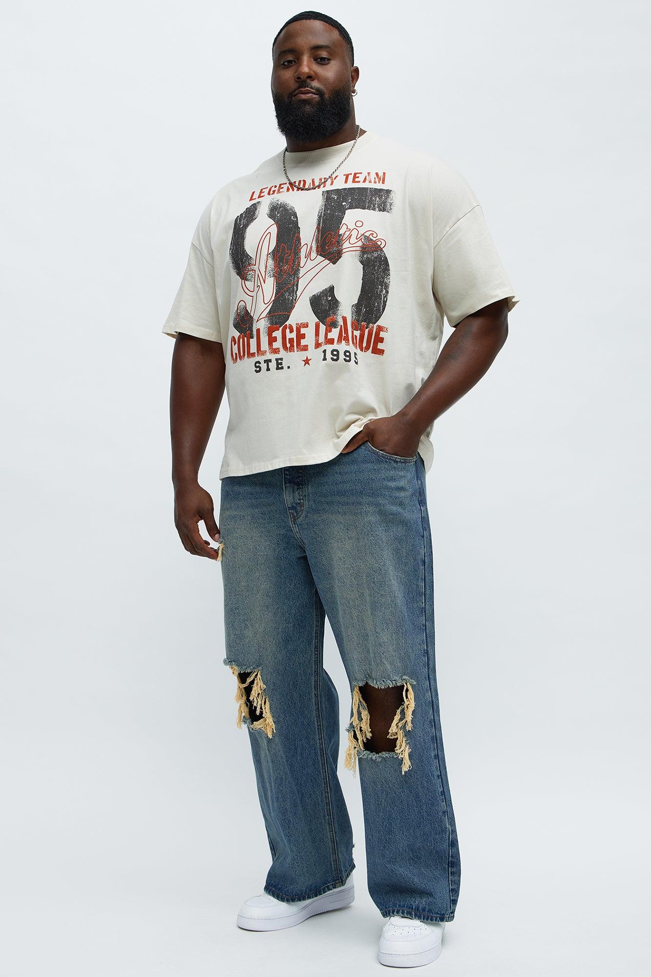 Baggy Destroyed Jeans - Dark Wash Product Image