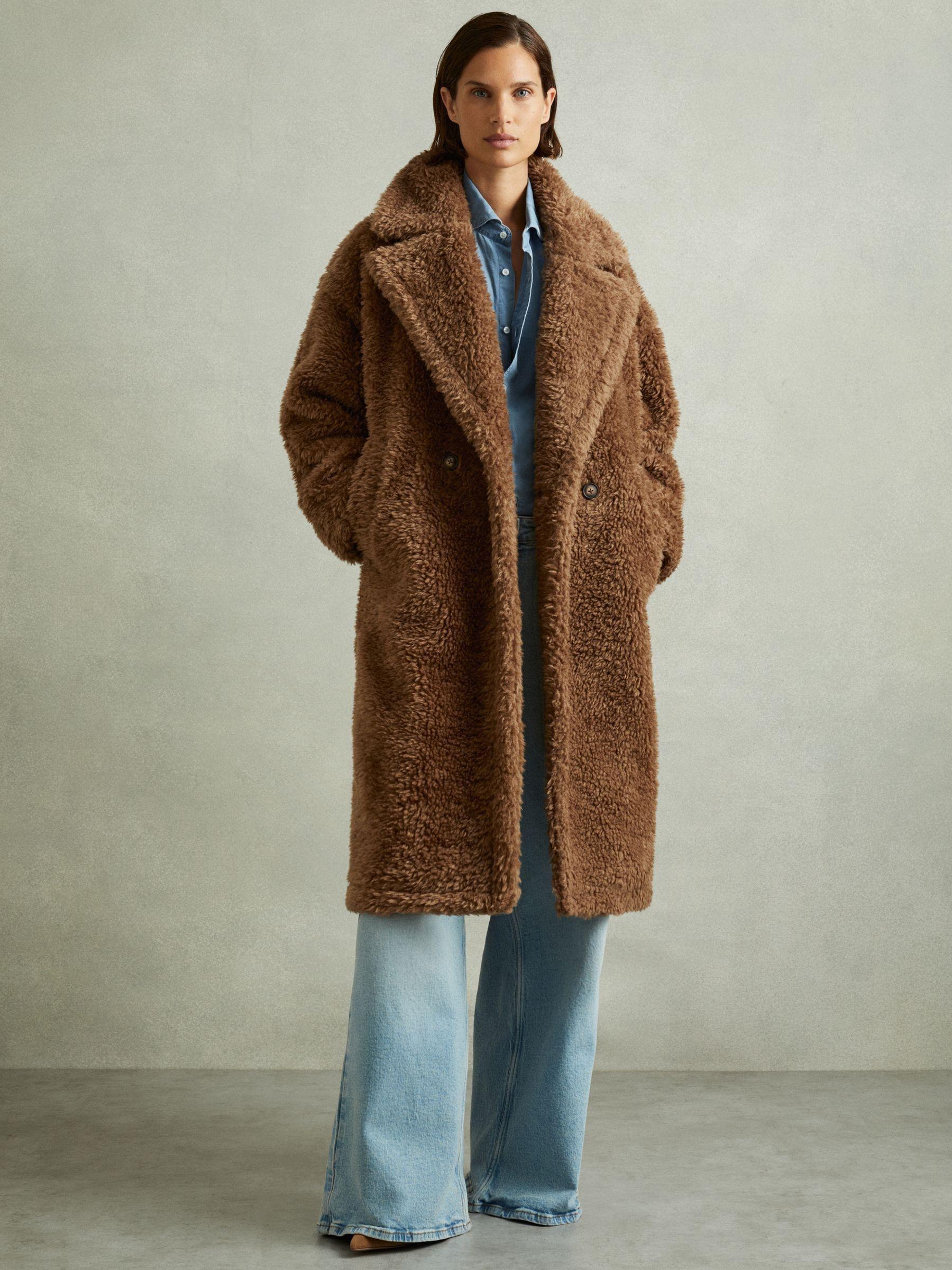 Teddy Coat with Wool in Brown Product Image
