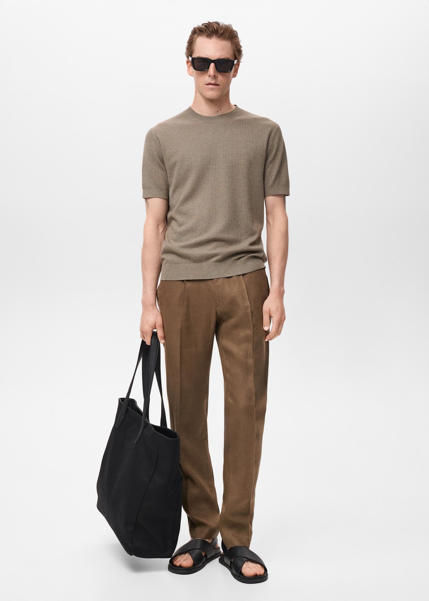 Ribbed  knit t-shirt - Men | MANGO USA Product Image
