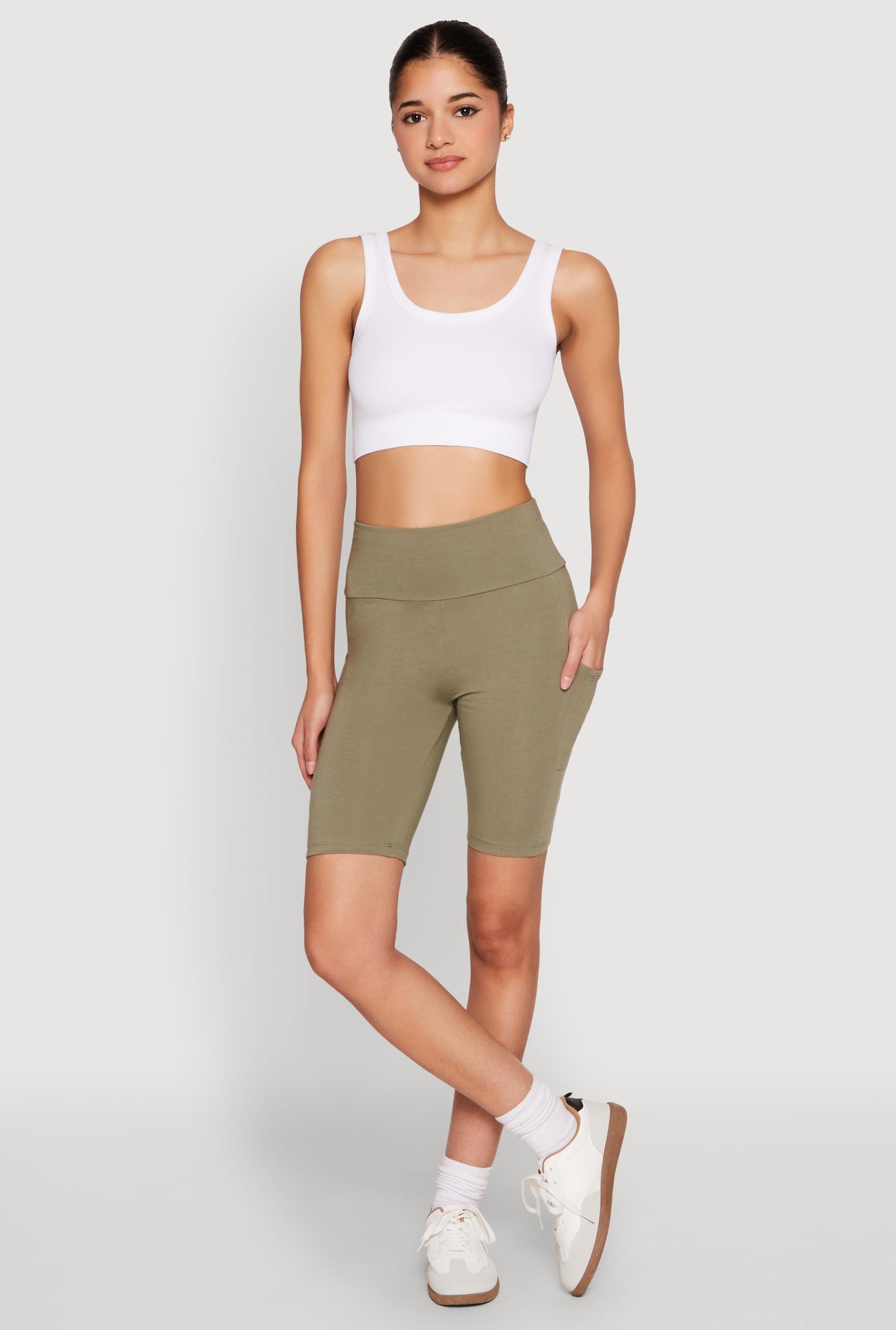 Womens High Waisted Side Pocket Biker Shorts Product Image