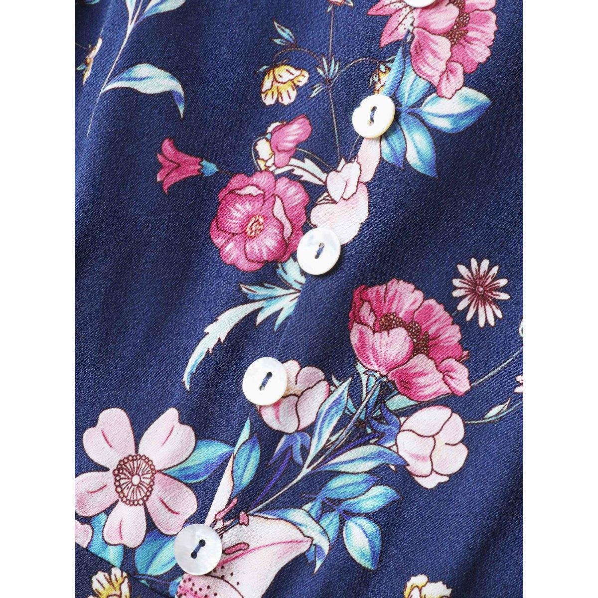 Plus Size Indigo Rosy Print Belted Pockets Jumpsuit Women Sleeveless Non Elegant Loose Jumpsuits BloomChic 12/L Product Image