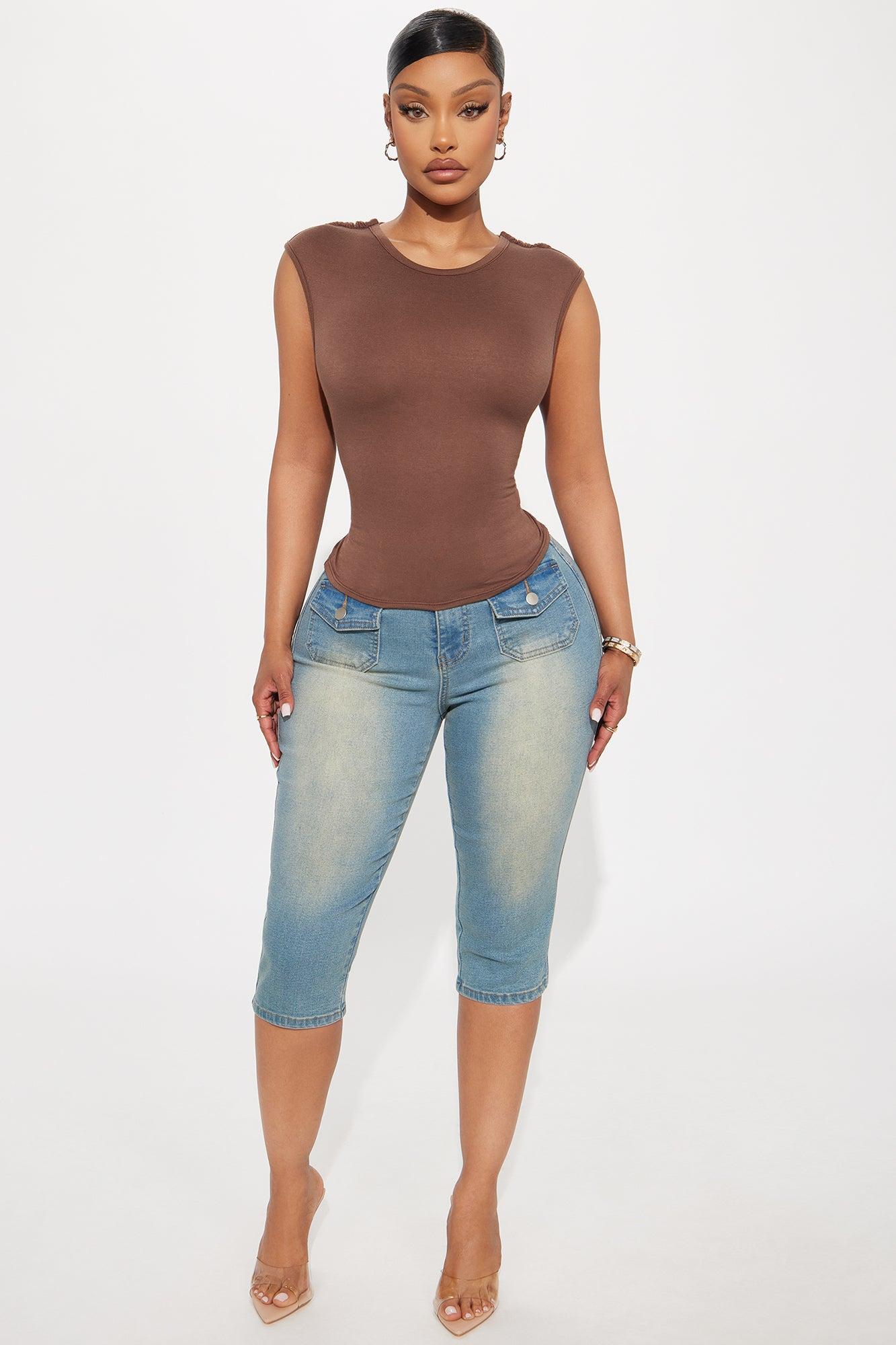Itzel High Neck Cut Out Top - Chocolate Female Product Image