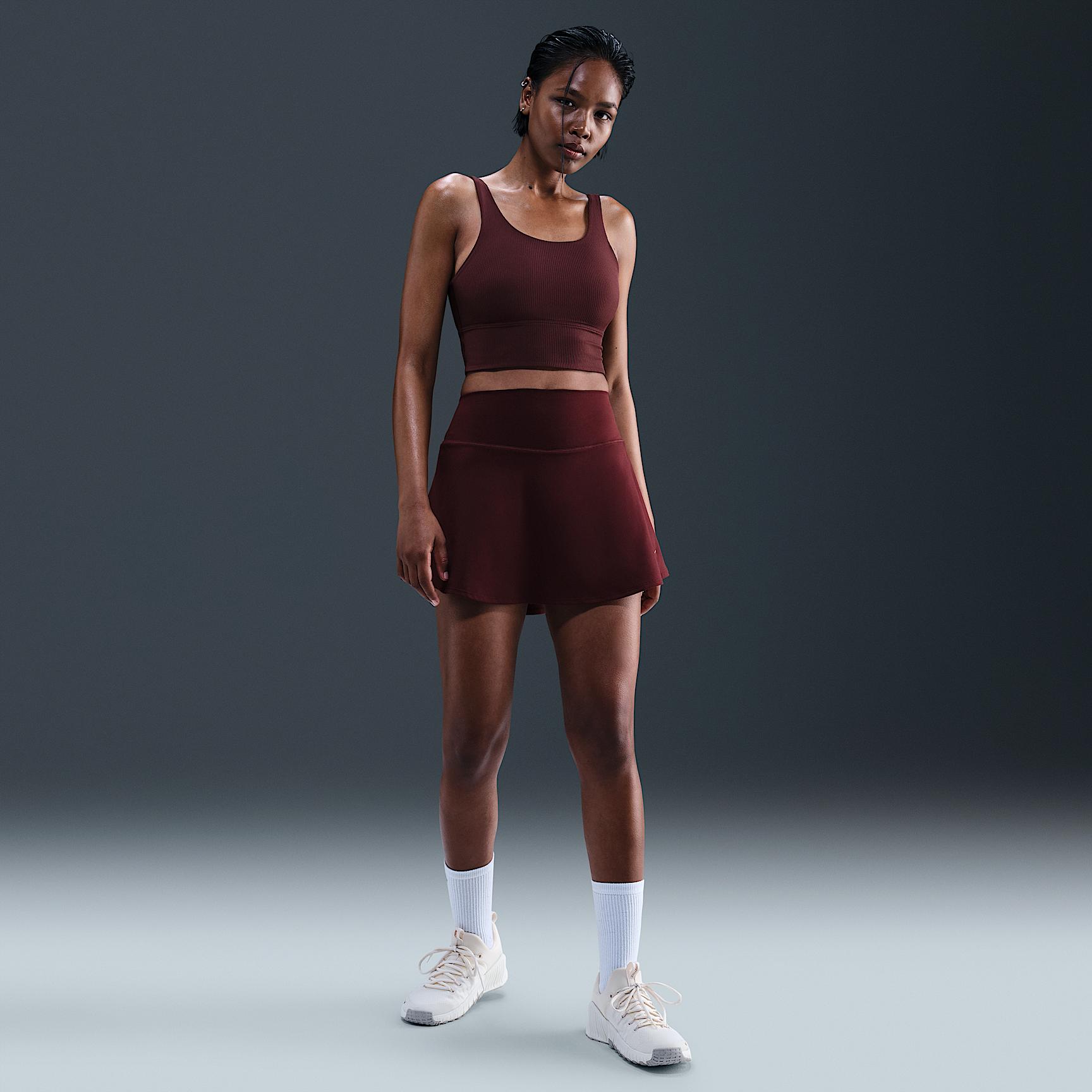 Nike Womens Zenvy Rib Light-Support Padded Longline Sports Bra | HF1542-652 Product Image