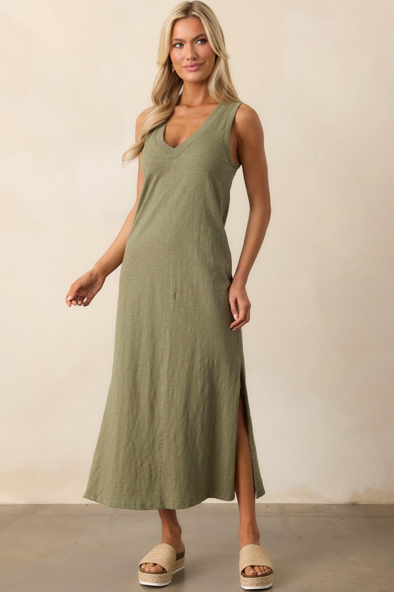 Z Supply Avocado Green Palisades Midi Dress Product Image