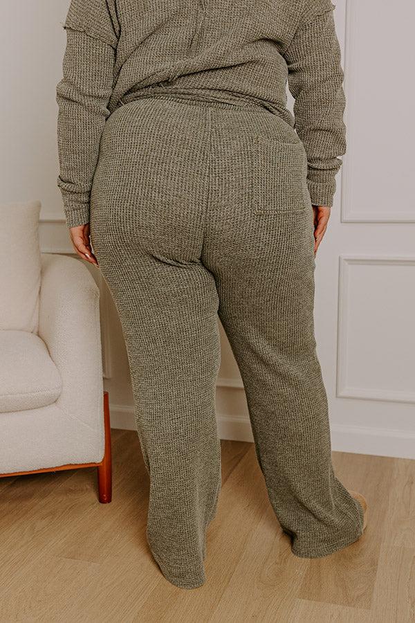 Cozy Haven High Waist Vintage Wash Knit Pants in Olive Curves Product Image