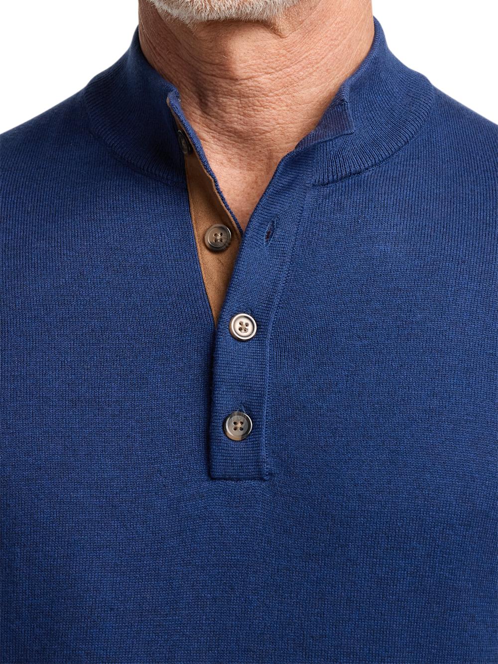 Supima Cotton Four Button Mock Neck Sweater - Plum Product Image