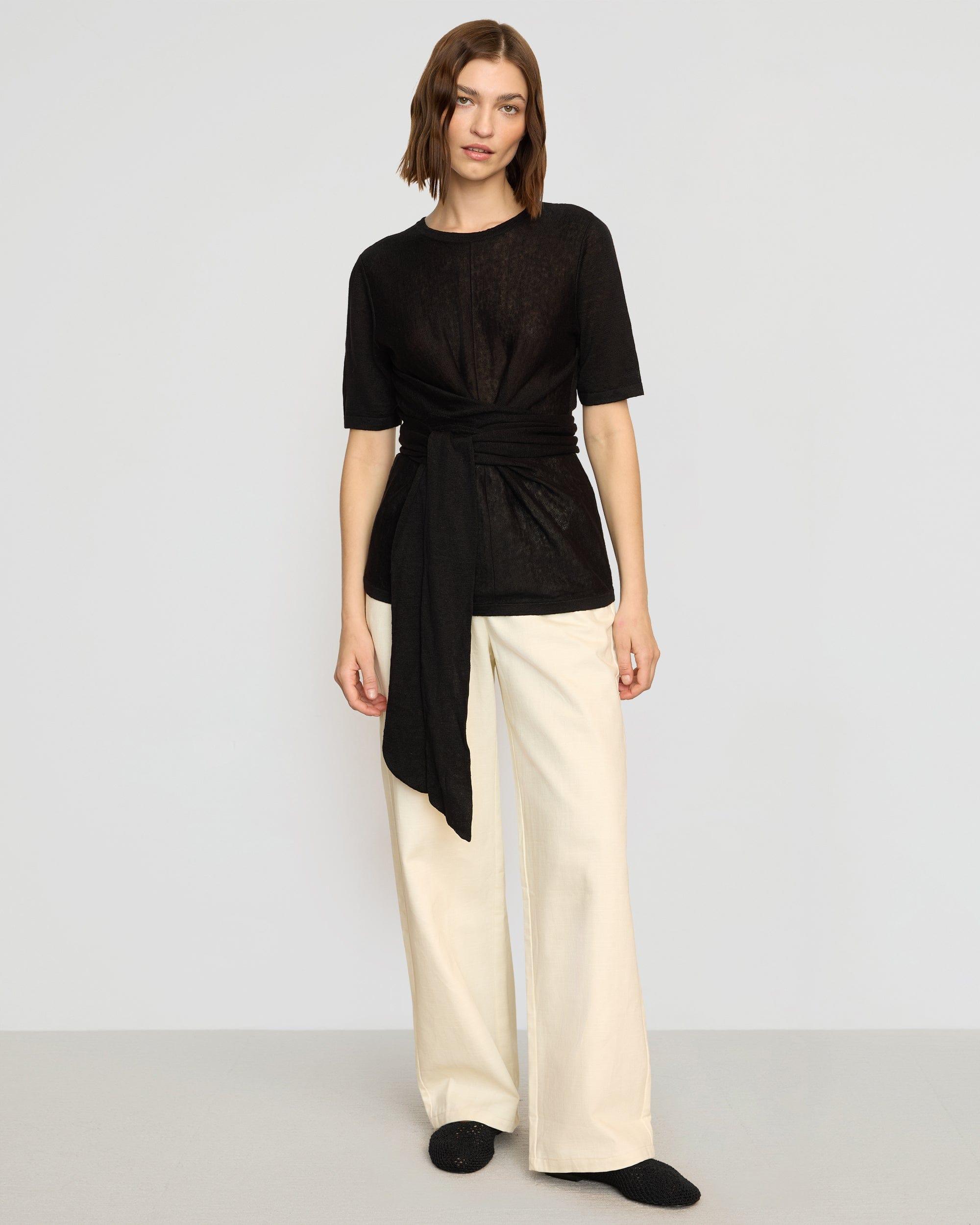 Lark Tie-Front Linen Sweater Product Image