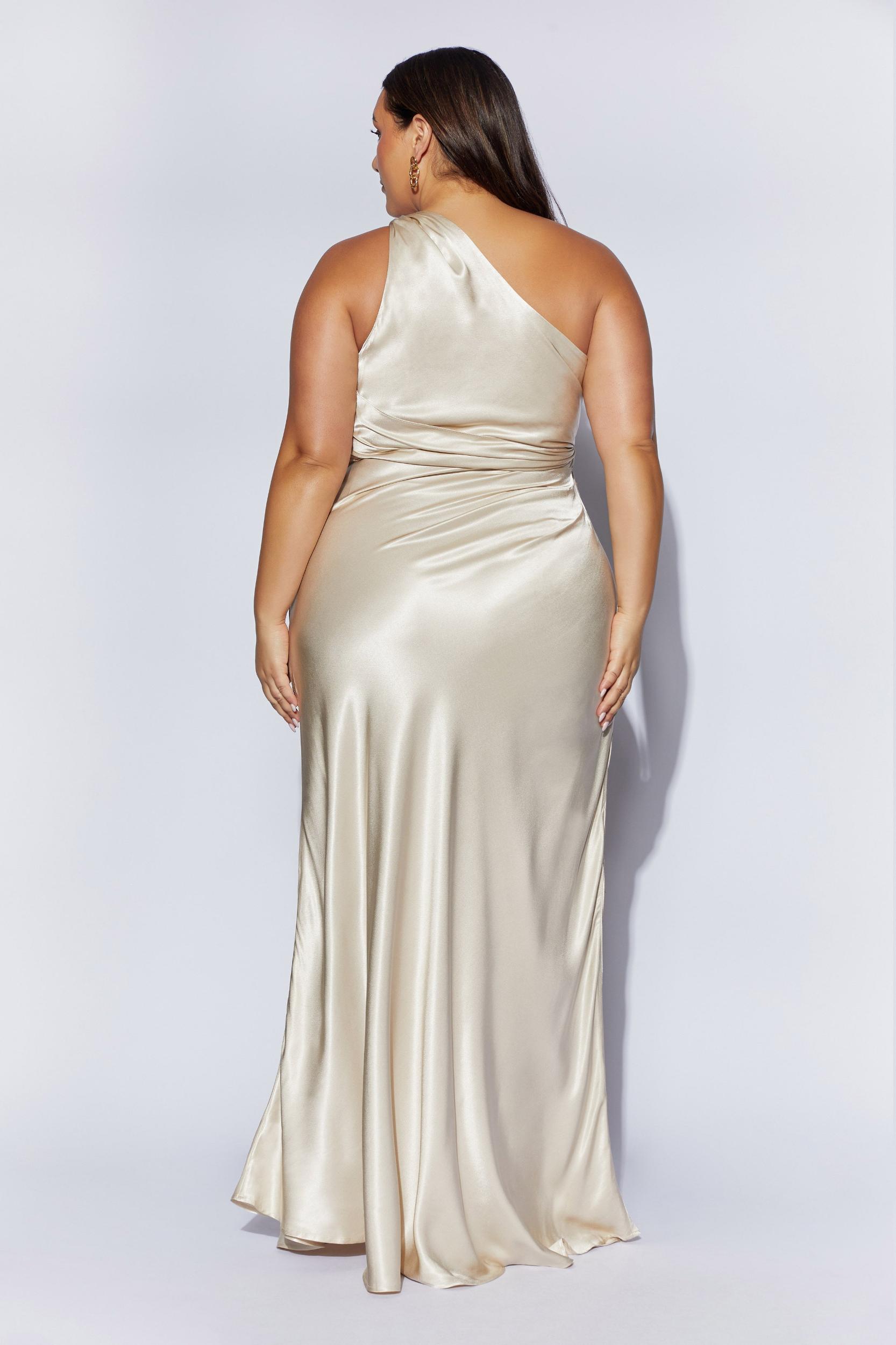 Calliope One Shoulder Maxi Dress - Blush Gold Product Image