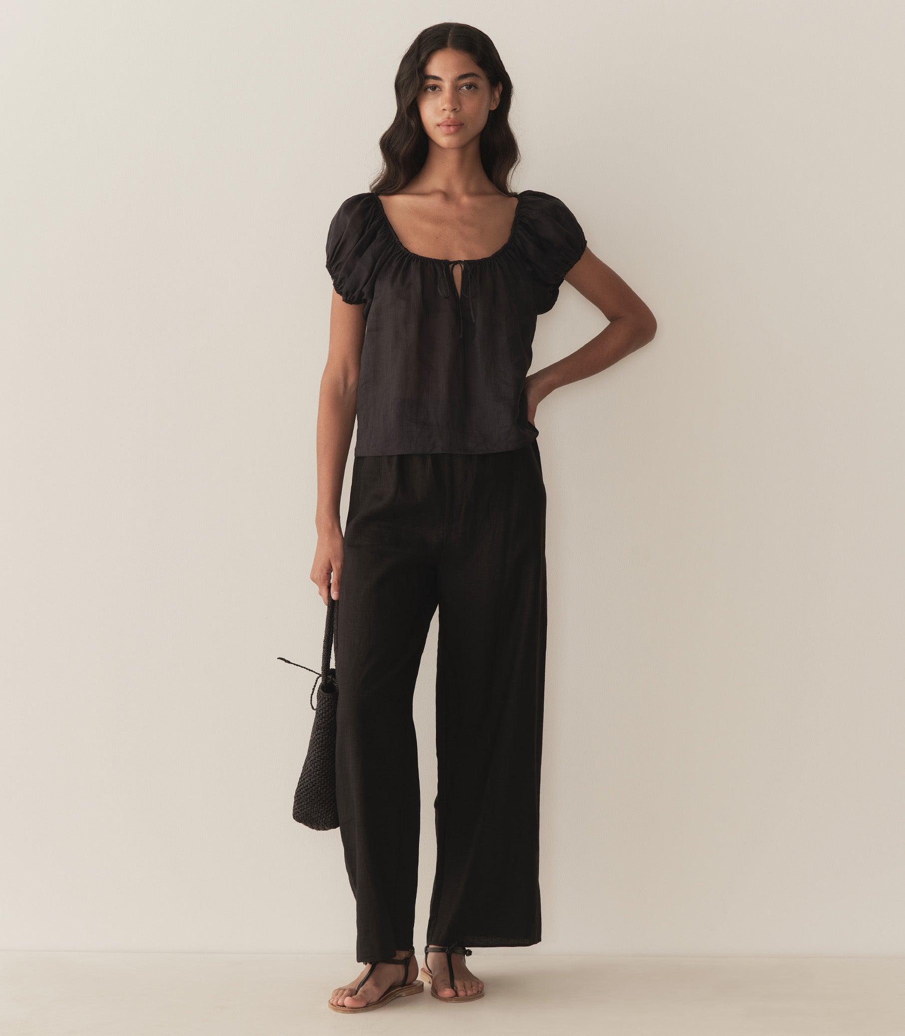 LAVON LINEN PANT -- BLACK Product Image