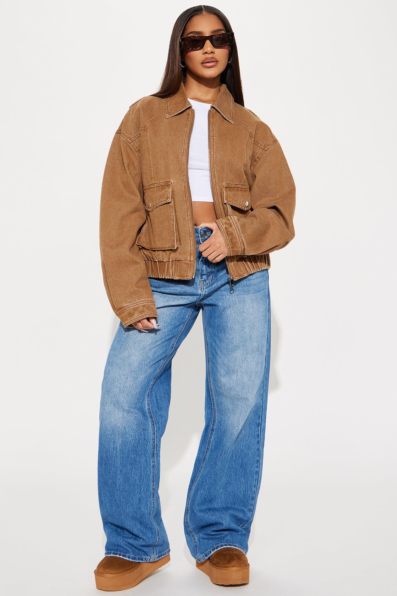 Delilah Washed Bomber Jacket - Rust Product Image