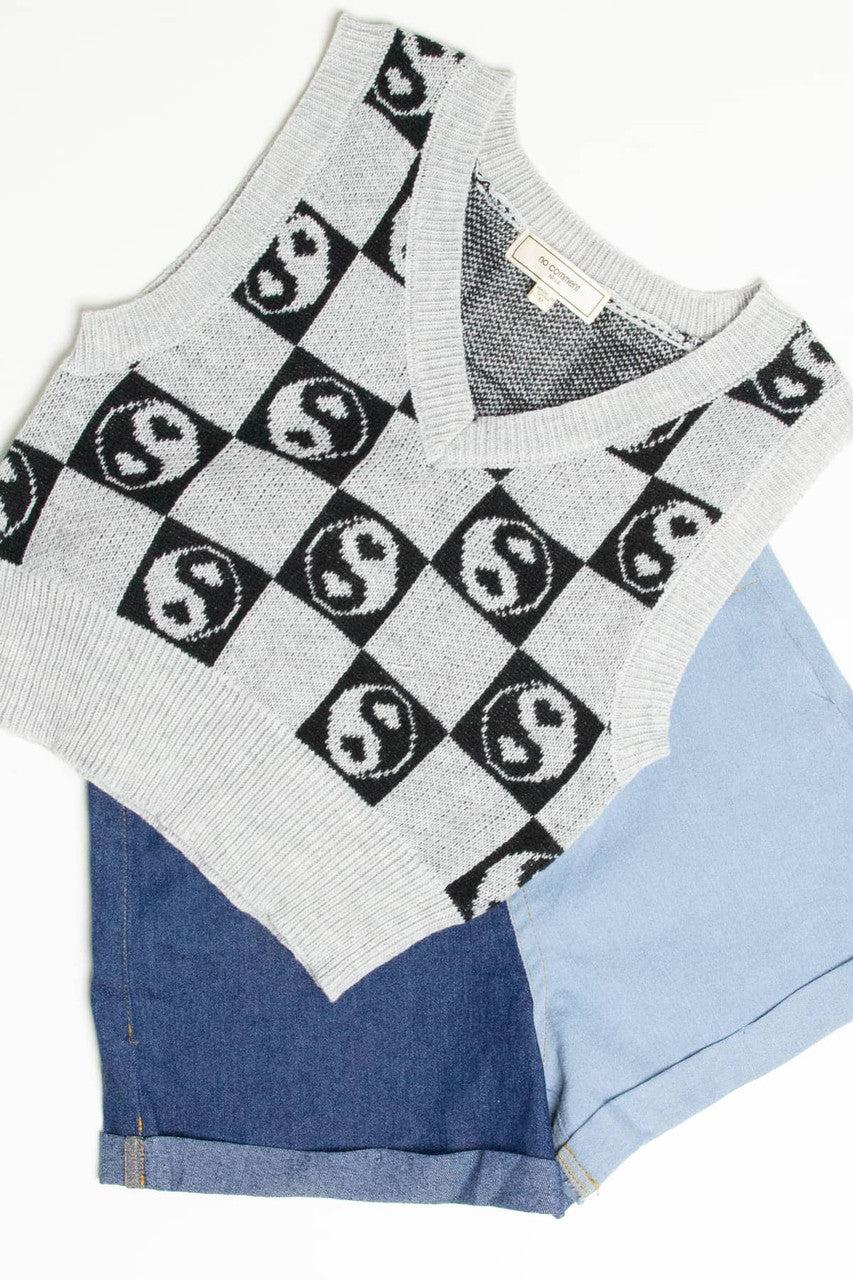 Checkered Yin Yang Sweater Vest Product Image