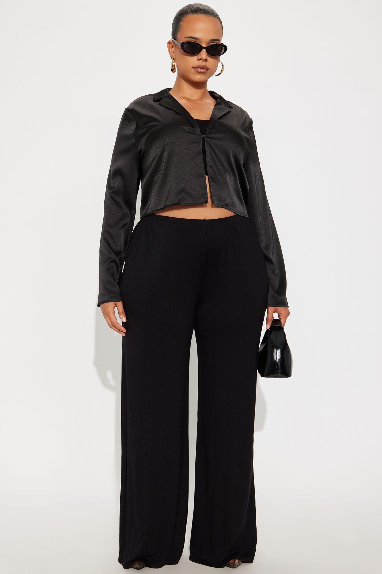 Samaria Easy Jersey Wide Leg Pant 32 - Black Female Product Image