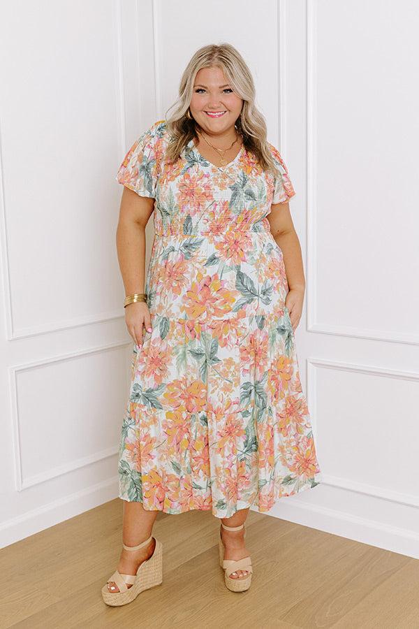 Sunny Sangria Floral Midi Dress in Mint Curves Product Image