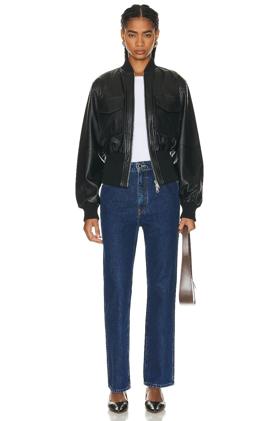 The Cropped Leather Bomber Product Image