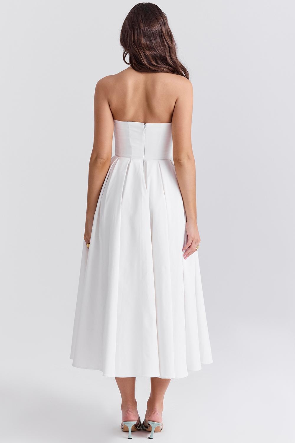 Audrey  white strapless midi sundress Product Image