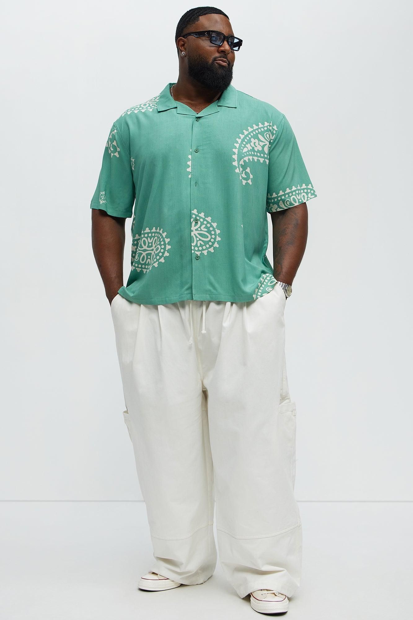 Paisley Rayon Shirt - Sage Male Product Image