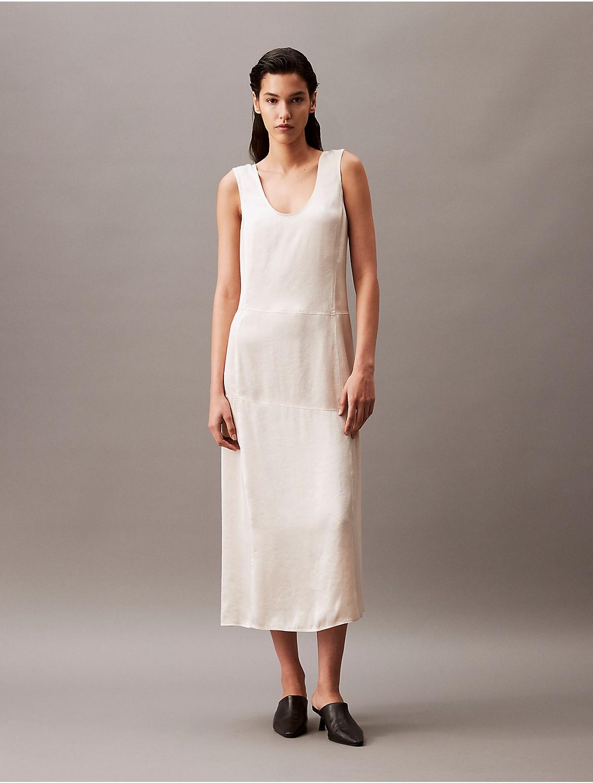 Calvin Klein Womens Crushed Satin Maxi Dress - White Product Image