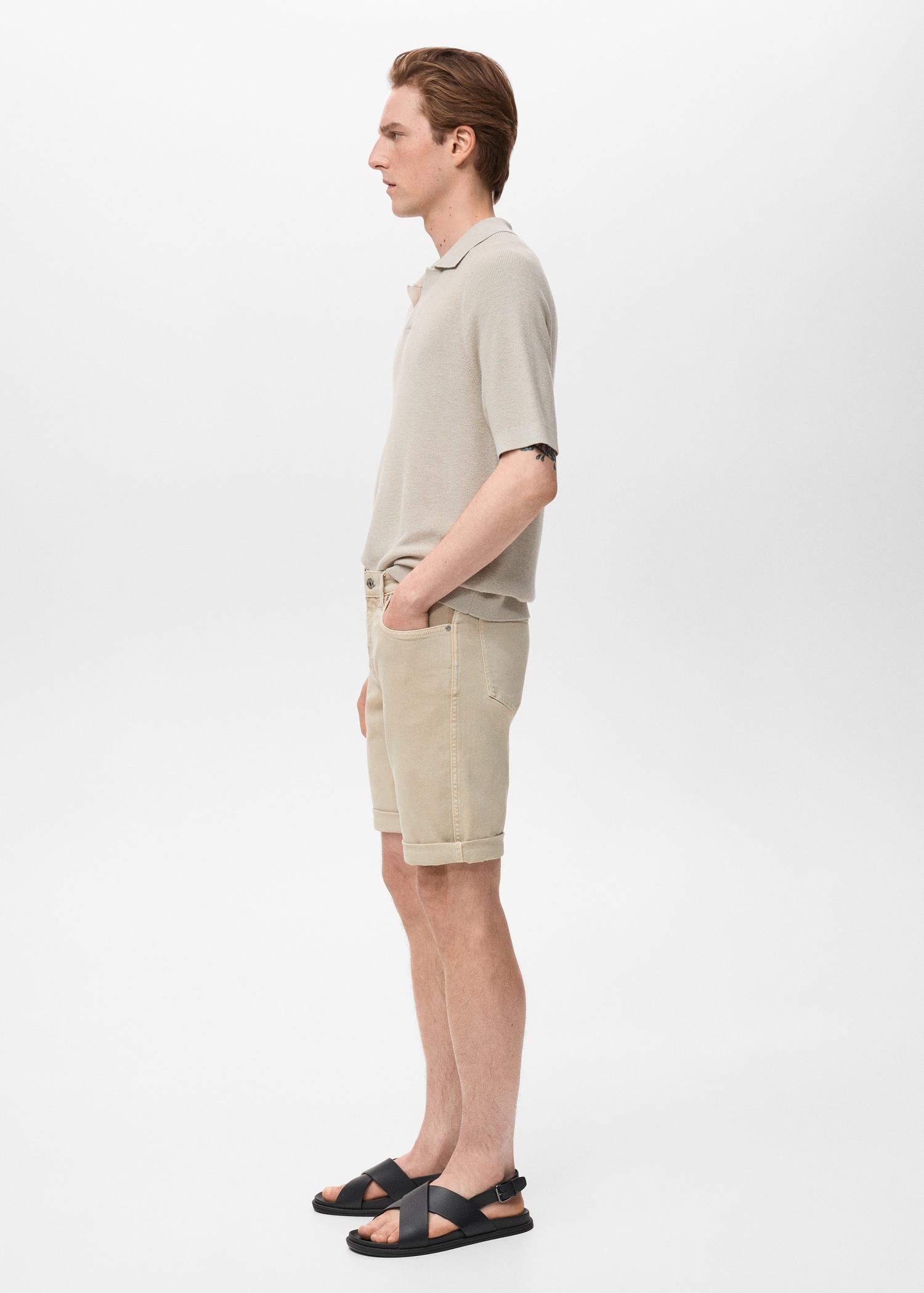 Slim-fit denim bermuda shorts - Men | MANGO USA Product Image