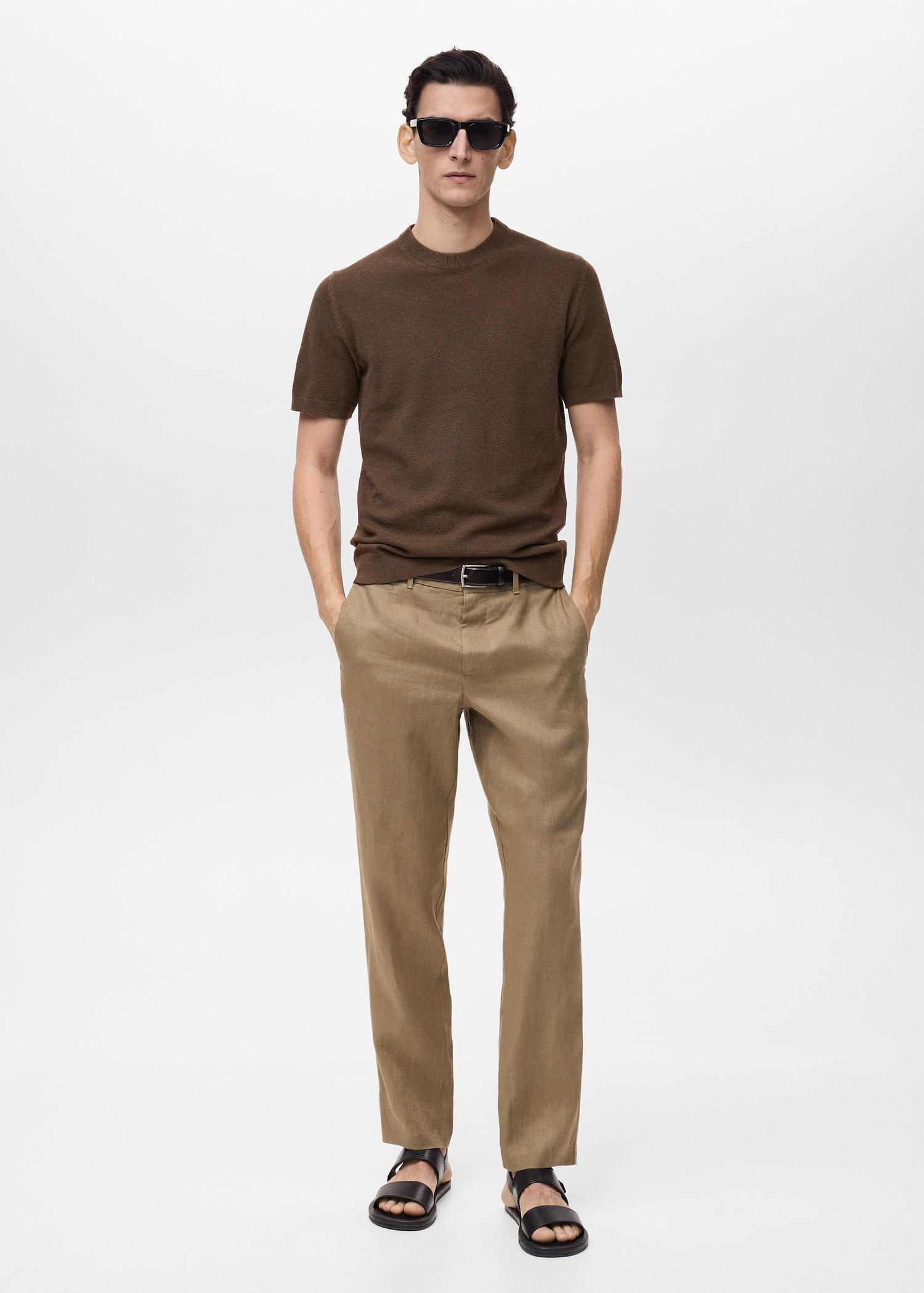 Slim-fit 100% linen pants - Men | MANGO USA Product Image
