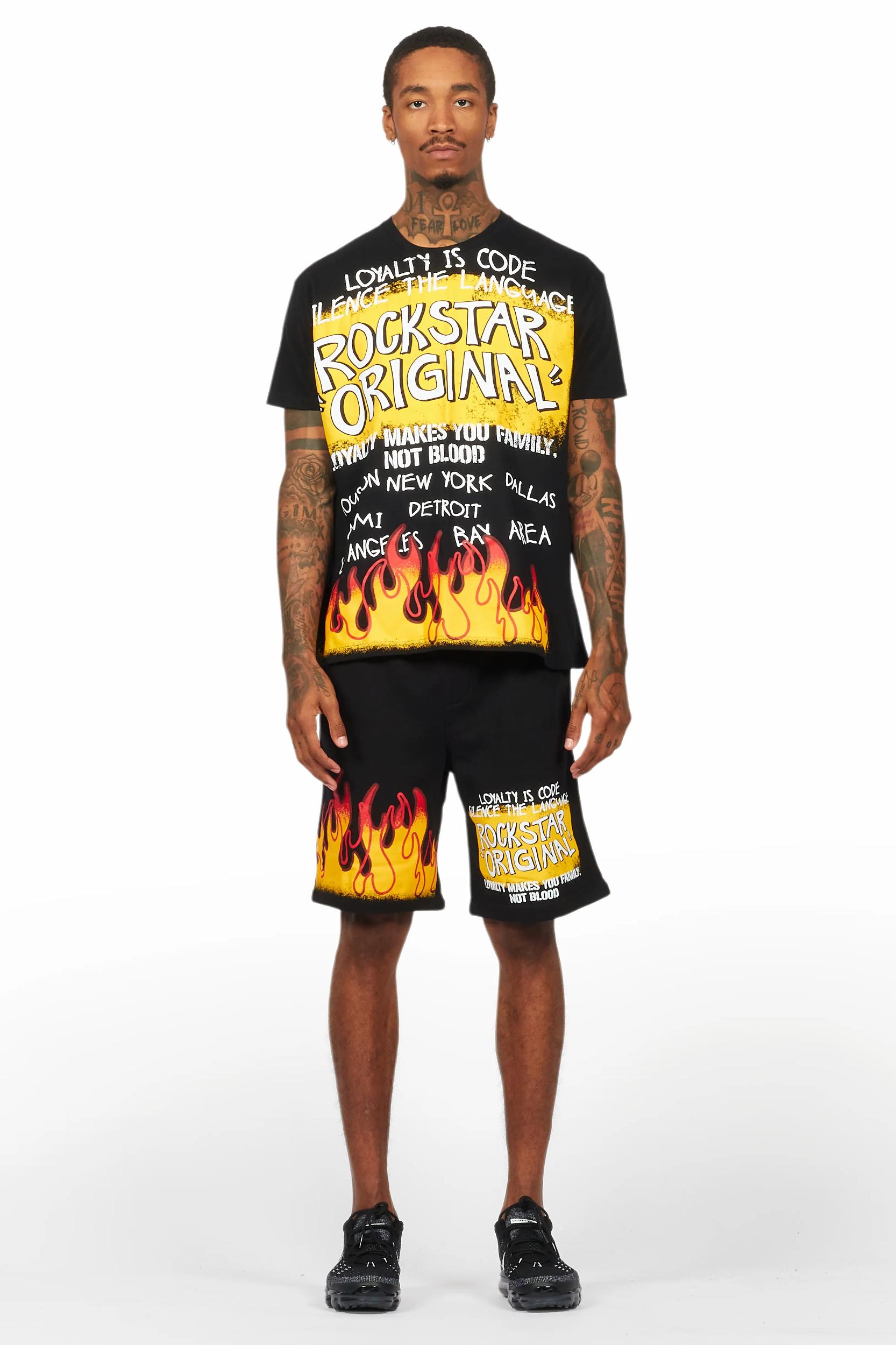 Beno Black Graphic T-Shirt Short Set Male Product Image