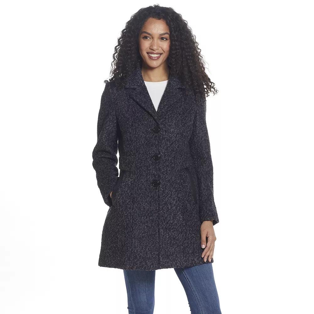 Women's Gallery Wool-Blend Walker Coat, Size: XL, Black Product Image