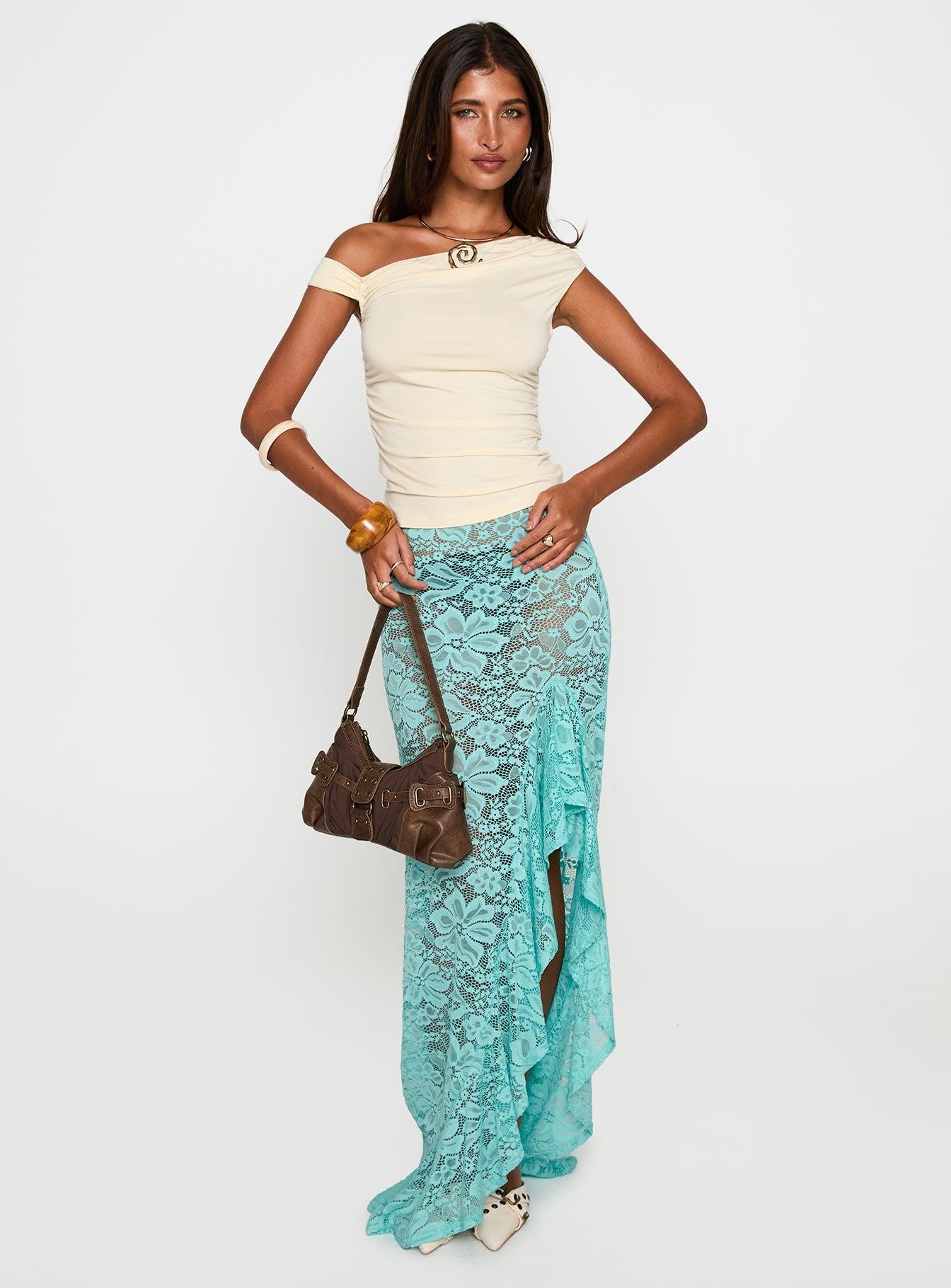 Bluemoon Lace Maxi Skirt Blue Product Image