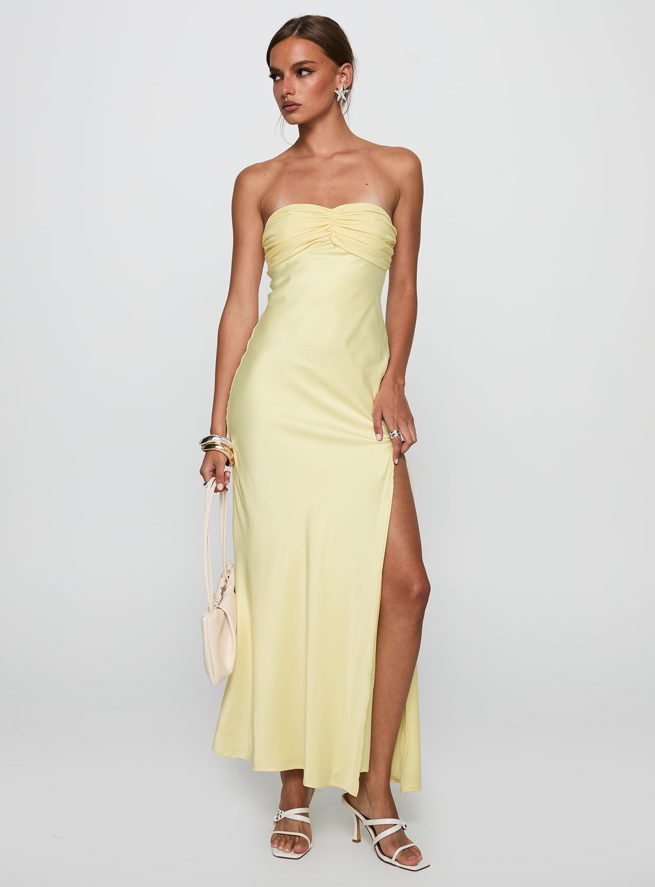 Chevalier Strapless Maxi Dress Lemon Product Image
