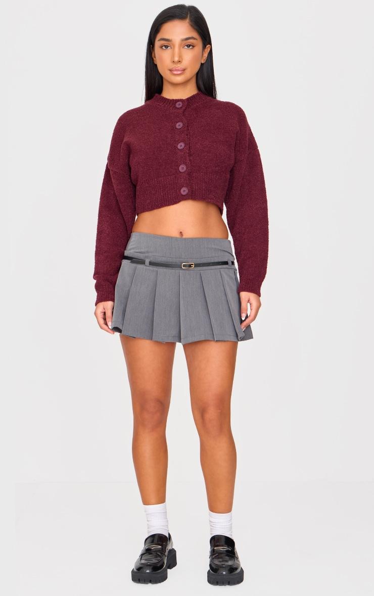 Petite Charcoal Pleated Belted Micro Mini Skirt Product Image