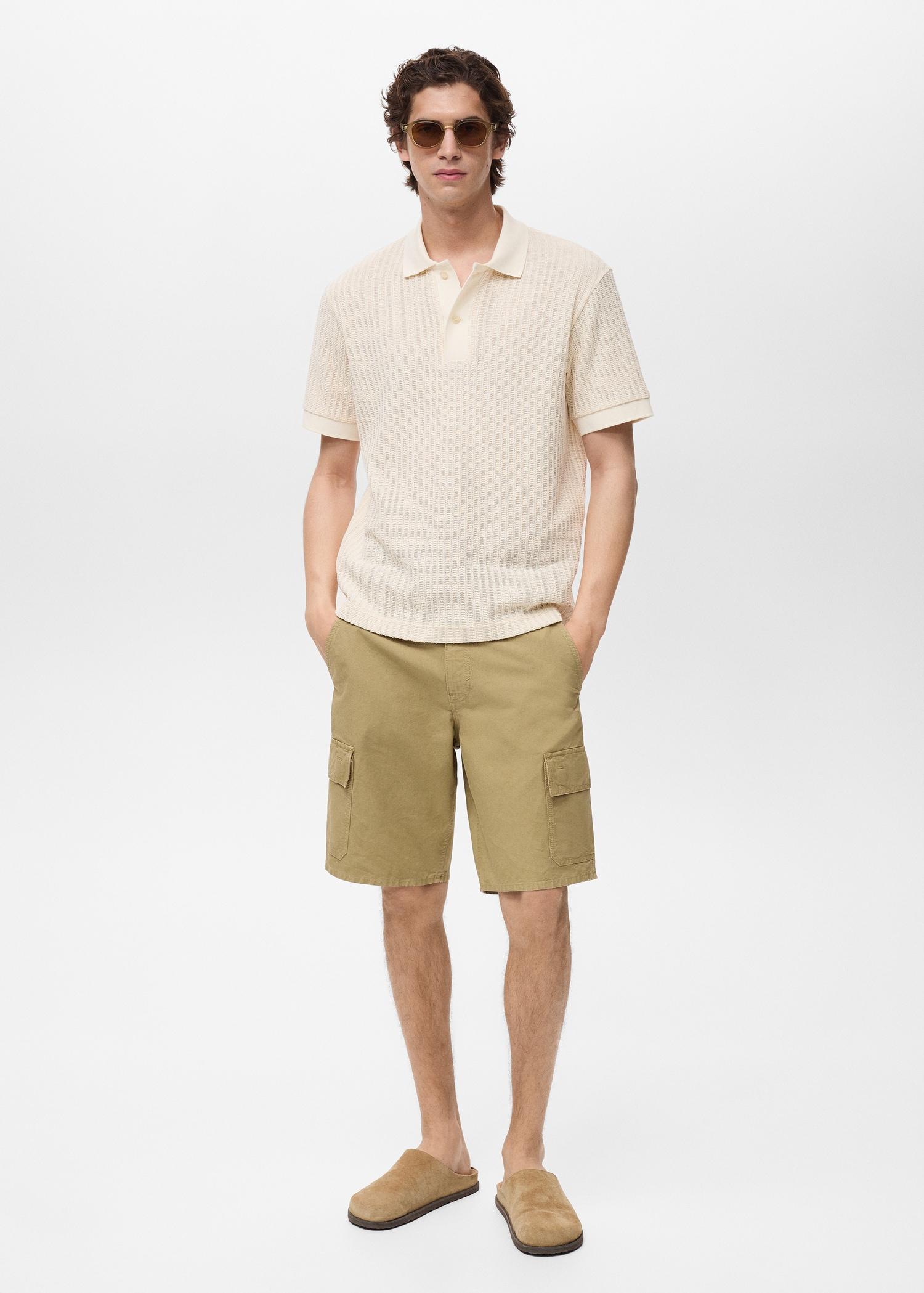 Thick rib-knit polo shirt - Men | MANGO USA Product Image