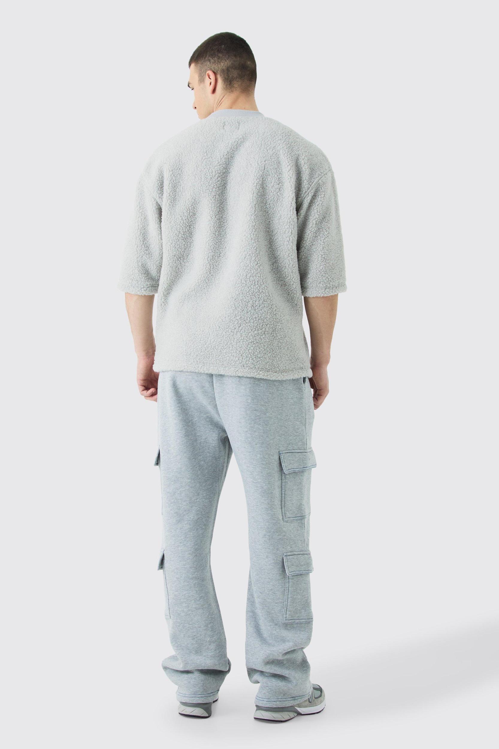 Tall Straight Leg Top Stitch Cargo Sweatpants | boohooMAN USA Product Image