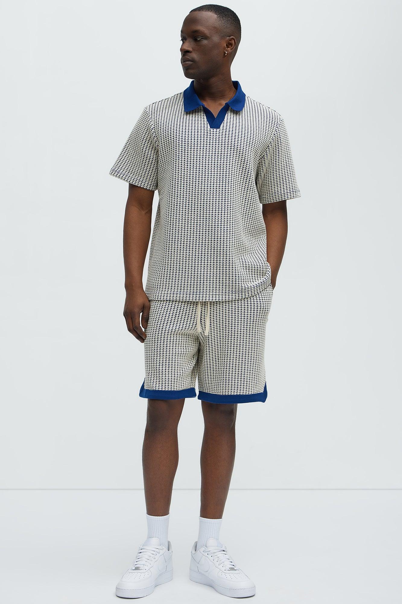 Devin Crochet Contrast Trim Shorts - Blue/combo Product Image